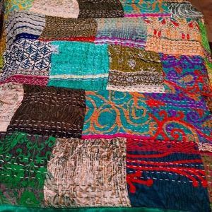 King Indian Silk Patchwork Blanket